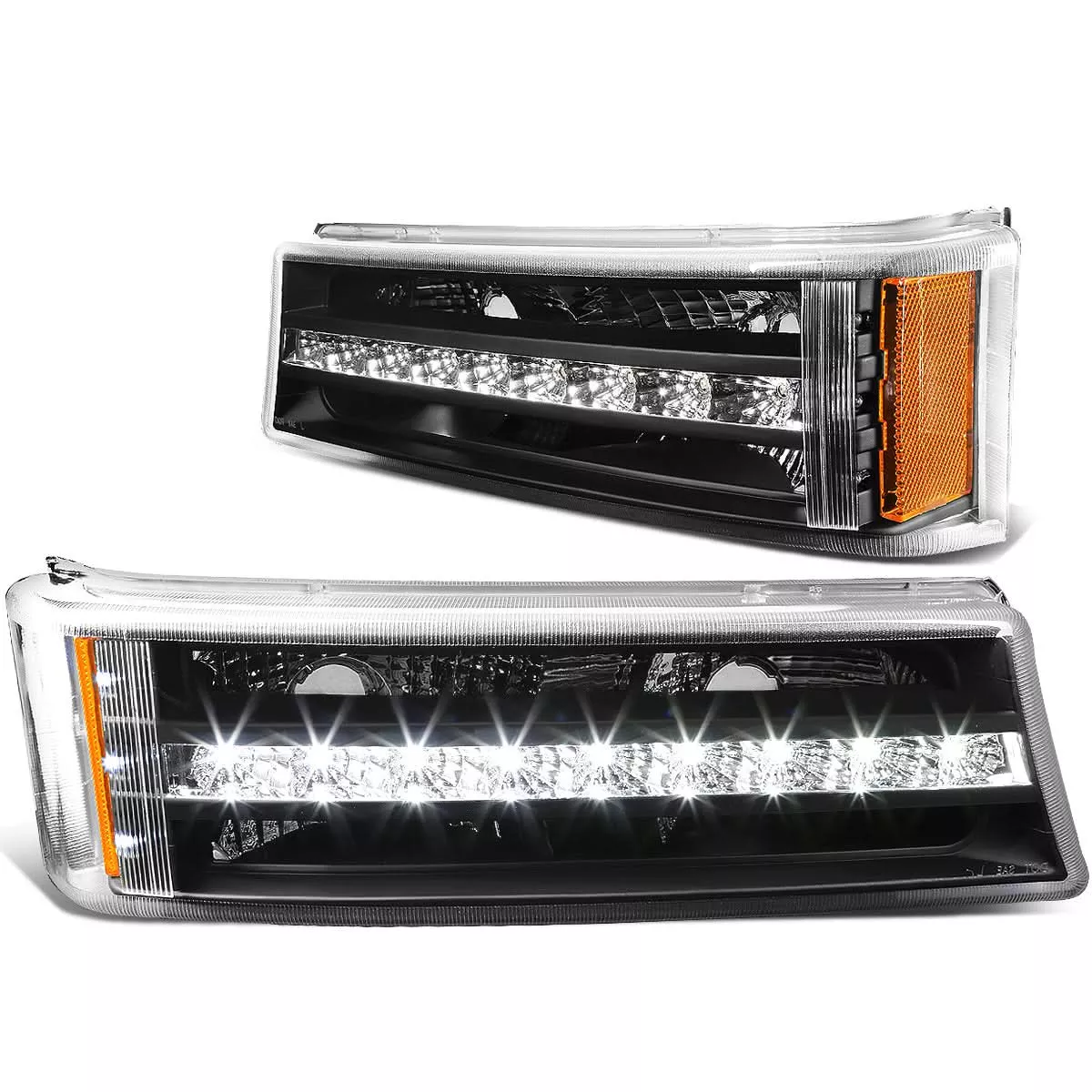 03-06-chevrolet-silverado-avalanche-led-drl-bumper-lights-black 03-06 Chevrolet Silverado Avalanche LED DRL Bumper Lights Black