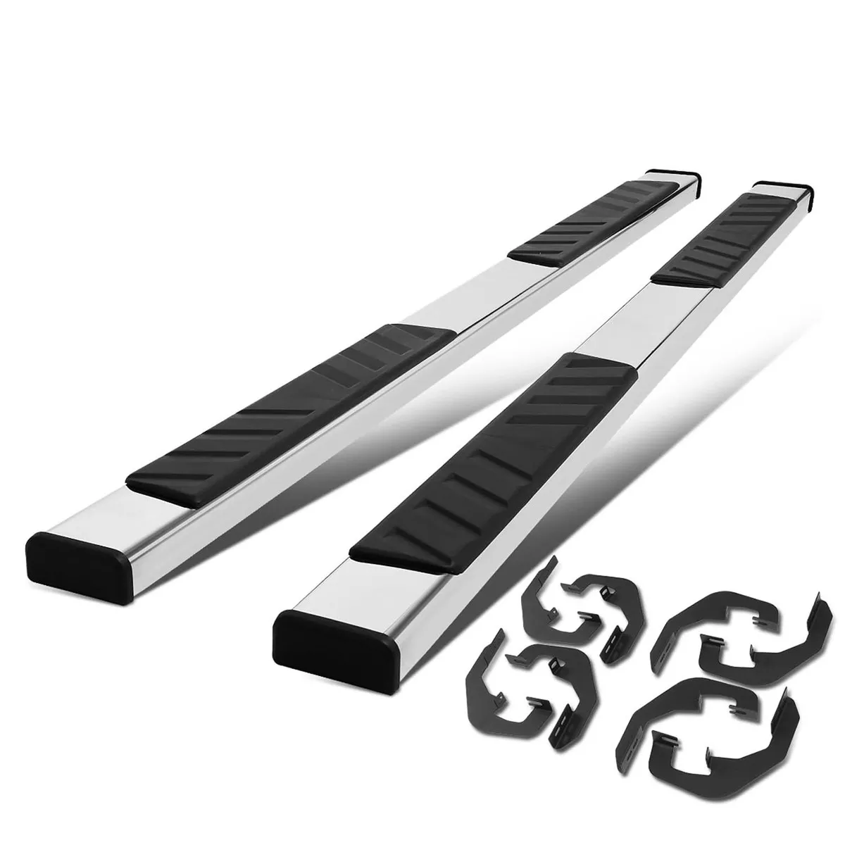 07-19-chevrolet-silverado-gmc-sierra-5-oval-nerf-step-bars-silver 07-19 Chevrolet Silverado GMC Sierra 5" Oval Nerf Step Bars Silver