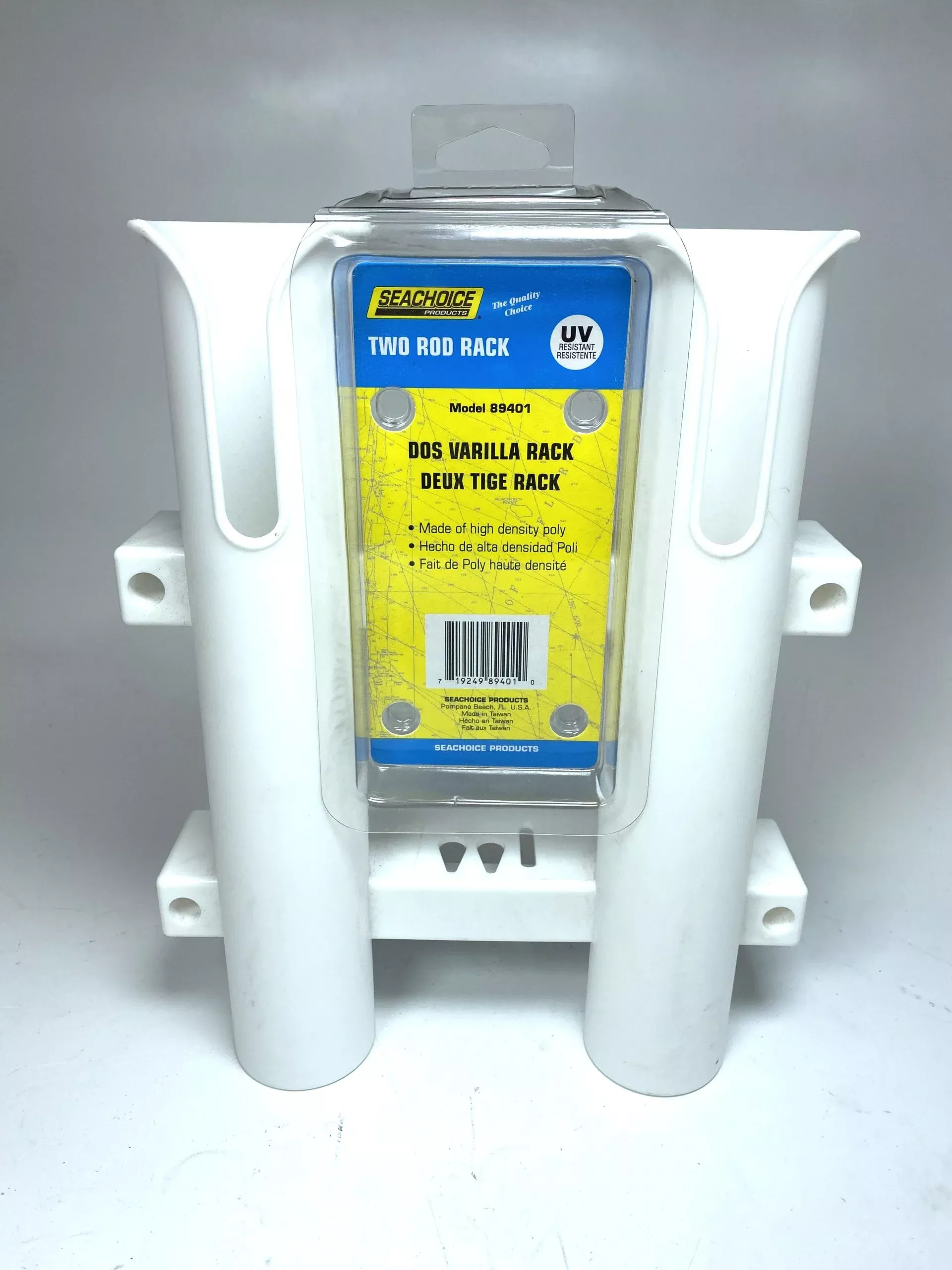 new-seachoice-89401-white-plastic-two-rod-rack -NEW- SeaChoice 89401, White Plastic Two Rod Rack