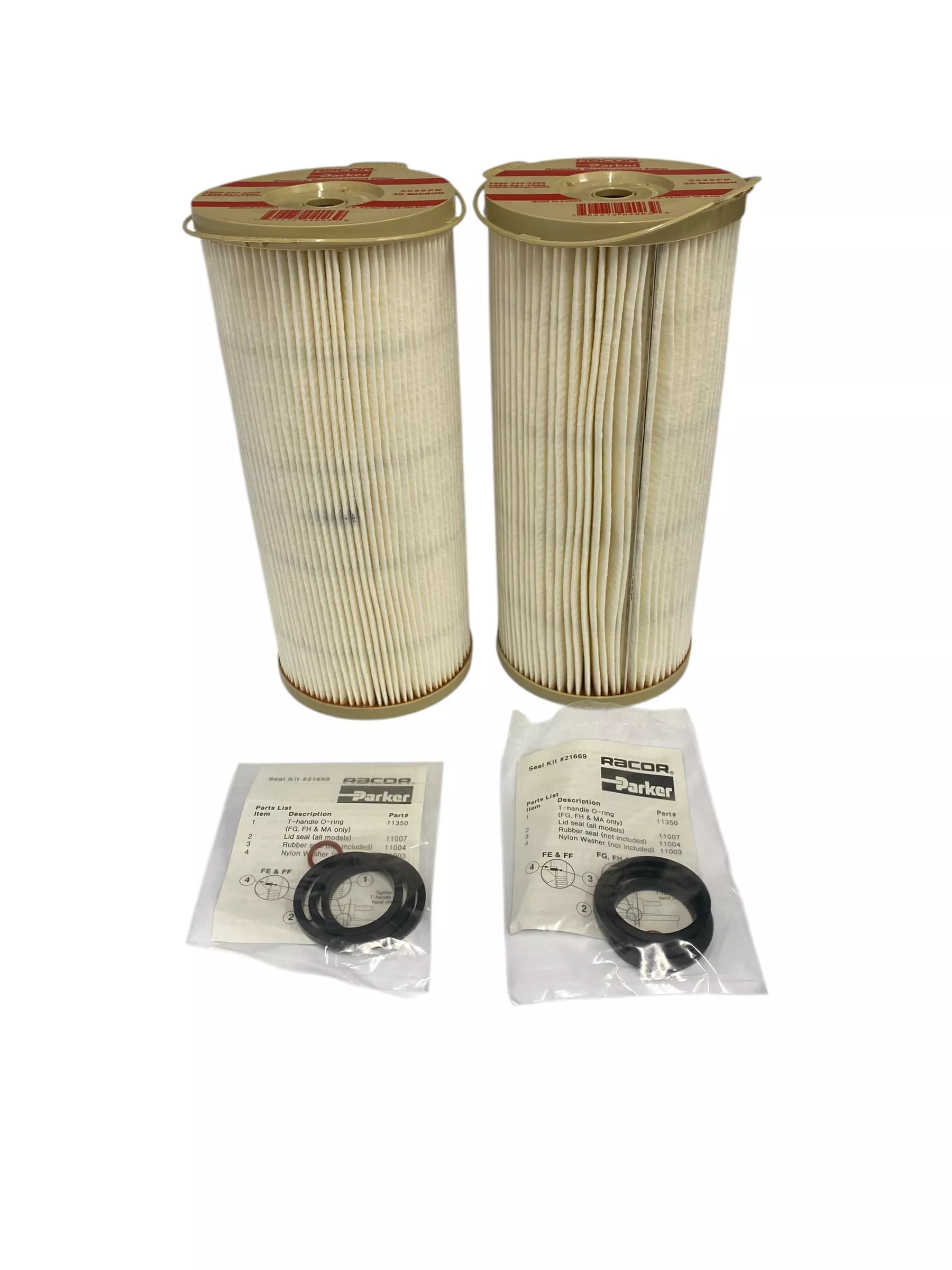 -OEM- Parker Racor 2020PM , 30 Micron , Fuel / Water Separator w/ Seal Kit -NEW- 2 Pack